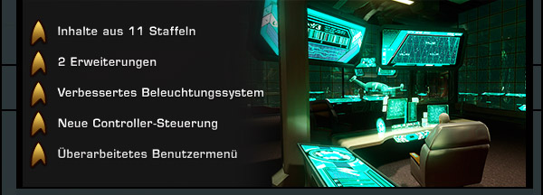 Inhalte aus 11 Staffeln und 2 Erweiterungen, verbessertes Beleuchtungssystem, neue Controller-Steuerung und überarbeitetes Benutzermenü.